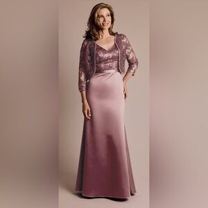 Oleg Cassini Rosewood Backless Lace Dress